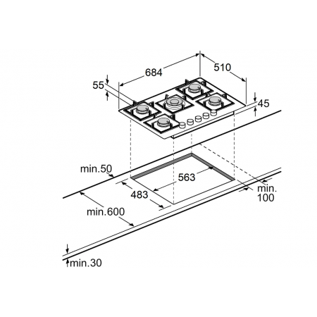 Газовая панель Fabiano FHG 8255 VGHT Champagne Glass А-16